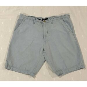 US Polo Assn Mens Blue White Striped Chino Shorts Size 38 Flat Front Casual